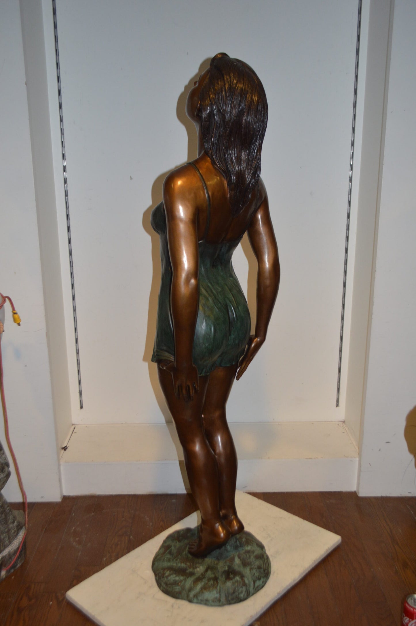 Spring Lady Watching The Sun Bronze Statue -  Size: 18"L x 12"W x 64"H.