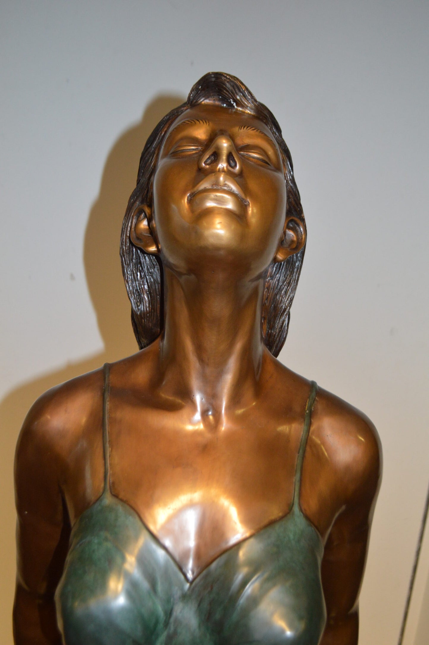Spring Lady Watching The Sun Bronze Statue -  Size: 18"L x 12"W x 64"H.