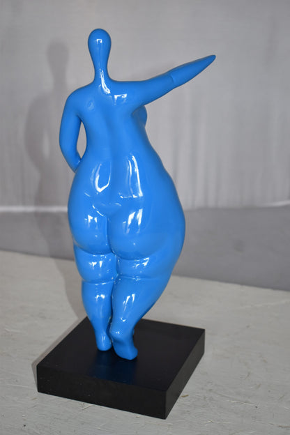 Modern art Voluptuous Blue Lady Hand Forward Resin Statue Size: 8" x 6" x 14"H