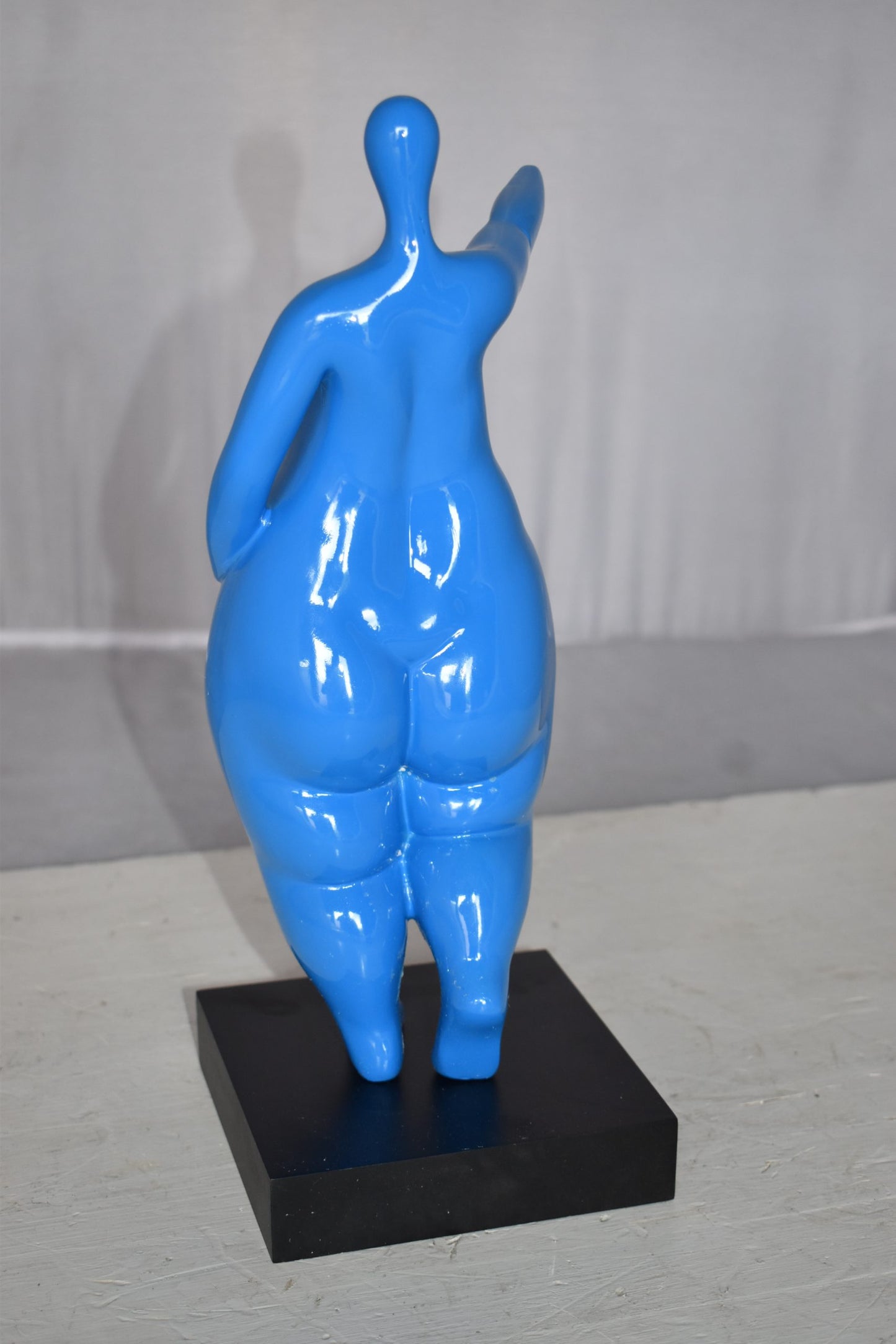 Modern art Voluptuous Blue Lady Hand Forward Resin Statue Size: 8" x 6" x 14"H