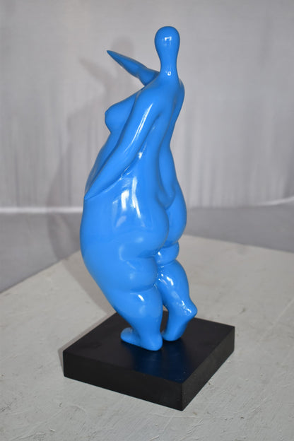Modern art Voluptuous Blue Lady Hand Forward Resin Statue Size: 8" x 6" x 14"H