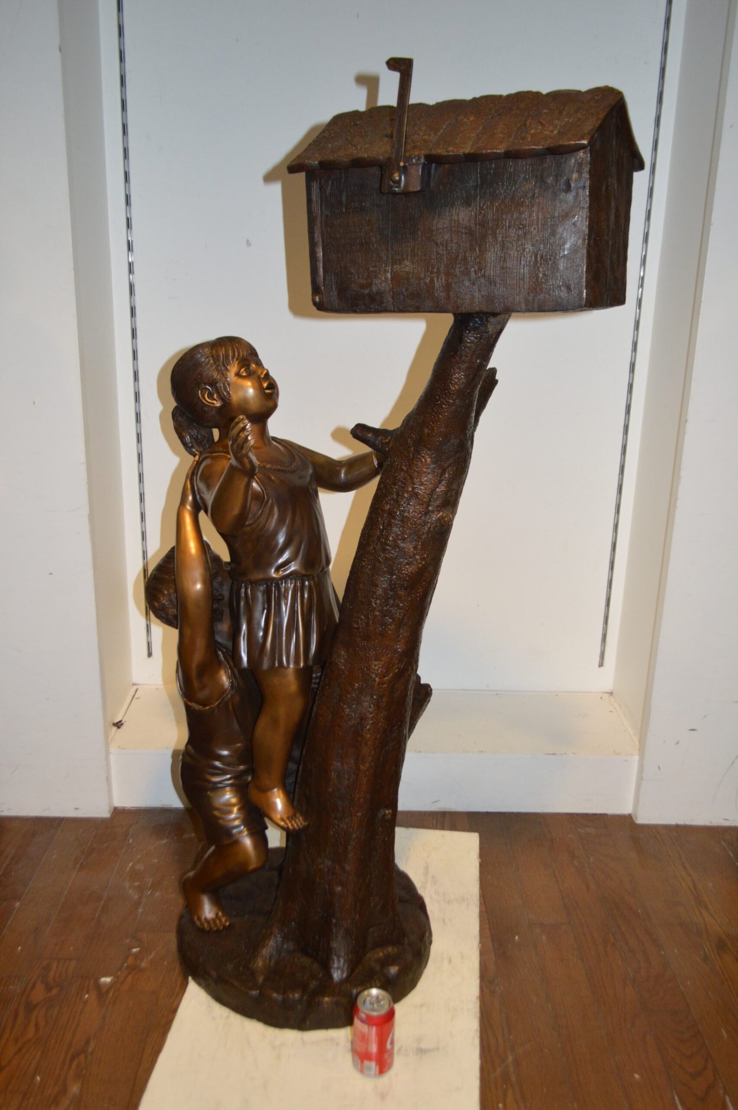 Two Kids Climbing A Mailbox -  Size: 30"L x 21"W x 57"H.