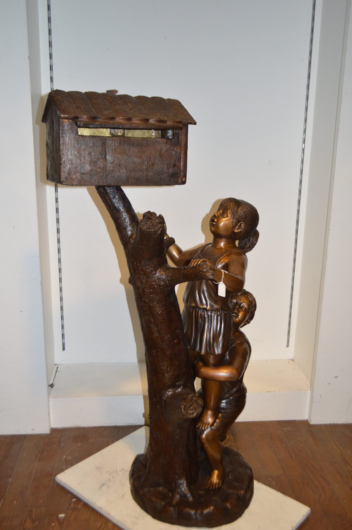 Two Kids Climbing A Mailbox -  Size: 30"L x 21"W x 57"H.