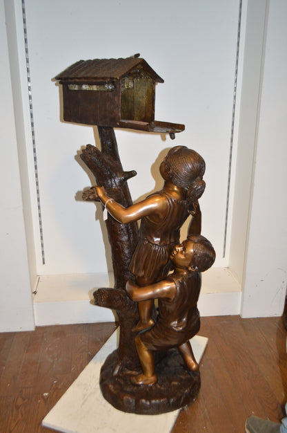 Two Kids Climbing A Mailbox -  Size: 30"L x 21"W x 57"H.