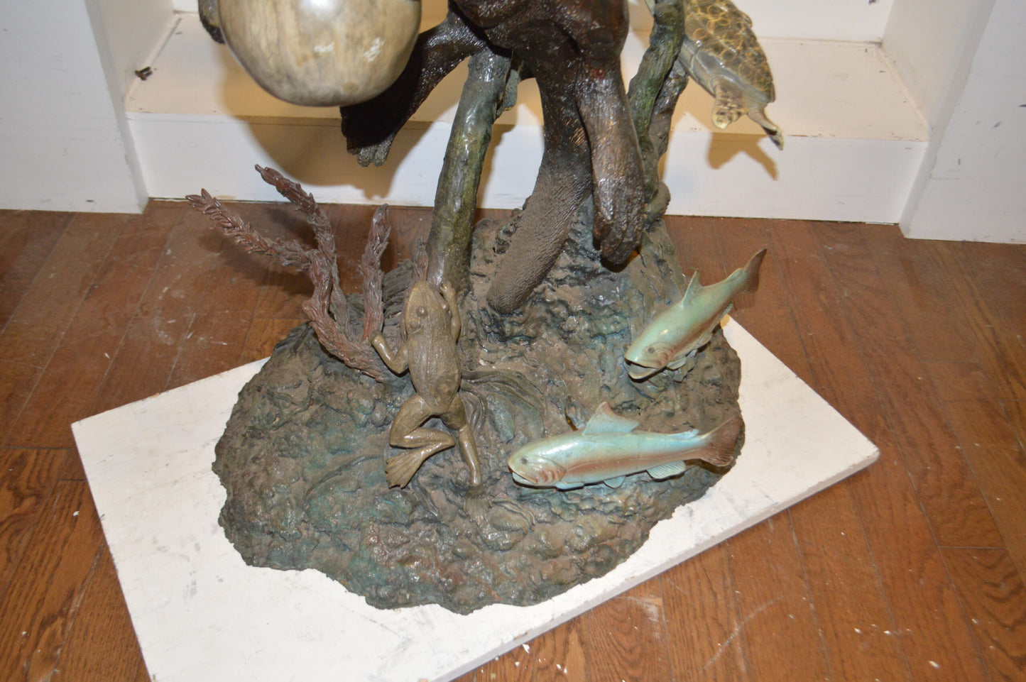 Duet of Otters Bronze Statue Fountain -  Size: 24"L x 20"W x 64"H.