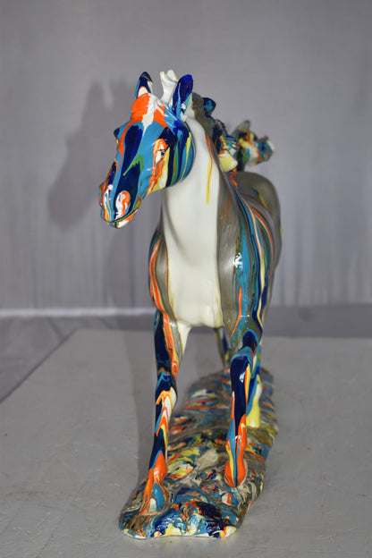 Running Horse Modern Art Graffiti Resin Statue Size: 20" x 5" x 14"H