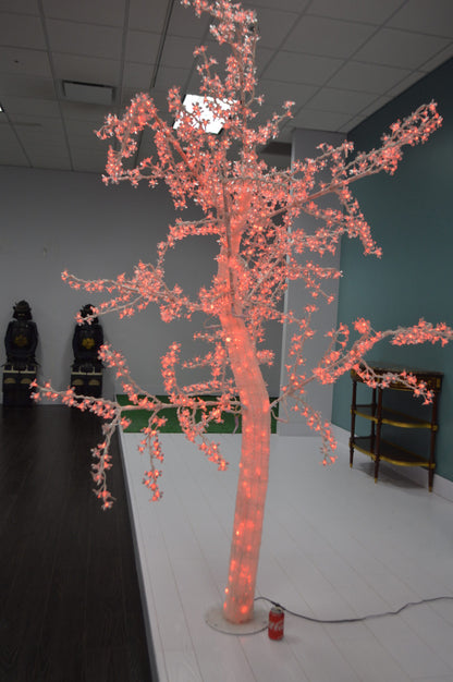 White Tree With Red LED Lights -  Size: 70"L x 65"W x 120"H.