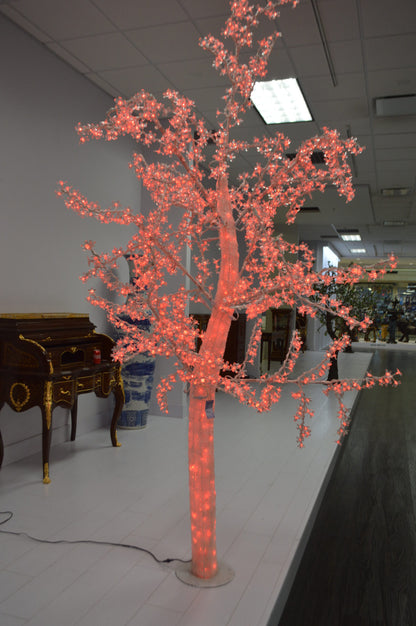 White Tree With Red LED Lights -  Size: 70"L x 65"W x 120"H.