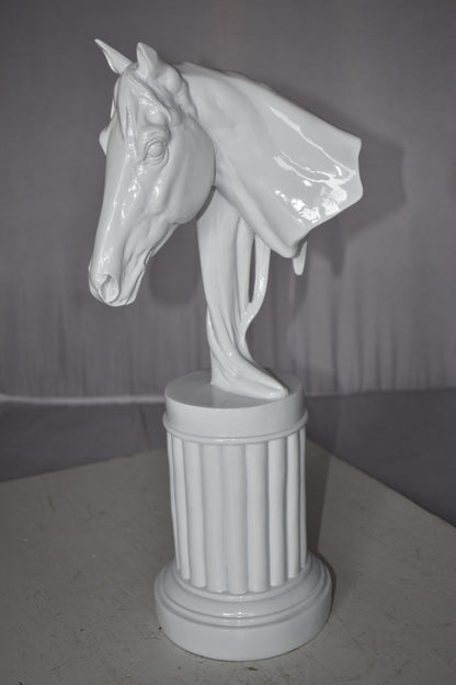 Modern Art of a White Horse Bust Statue Made of Resin Size: 10" x 5" x 19"H