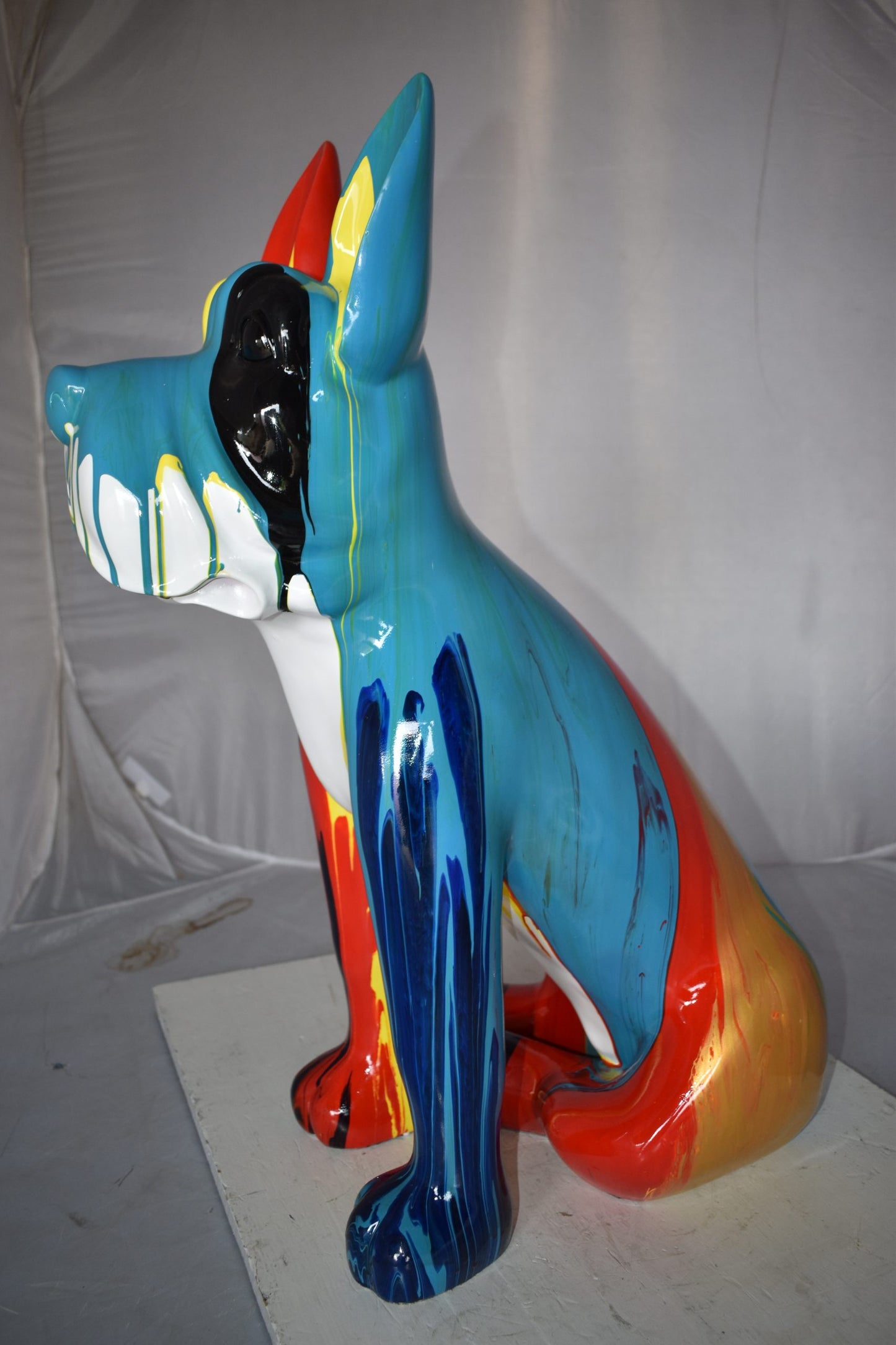Modern Art of a Graffiti Great Dane Dog Made of Resin Size: 20" x 11" x 28"H