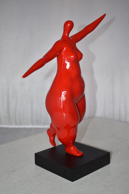 Modern Art Voluptuous Red Lady Hand Up Resin Statue Size: 14" x 5" x 16"H