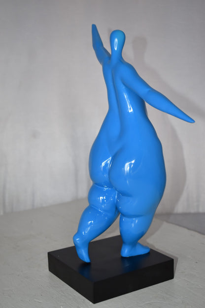 Modern Art Voluptuous Blue Lady Hand Up Resin Statue Size: 14" x 5" x 16"H