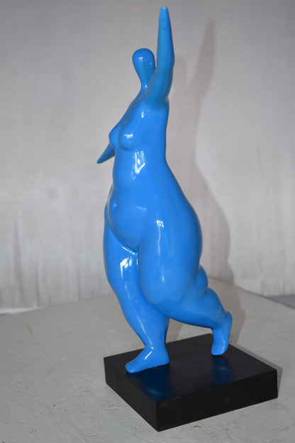 Modern Art Voluptuous Blue Lady Hand Up Resin Statue Size: 14" x 5" x 16"H