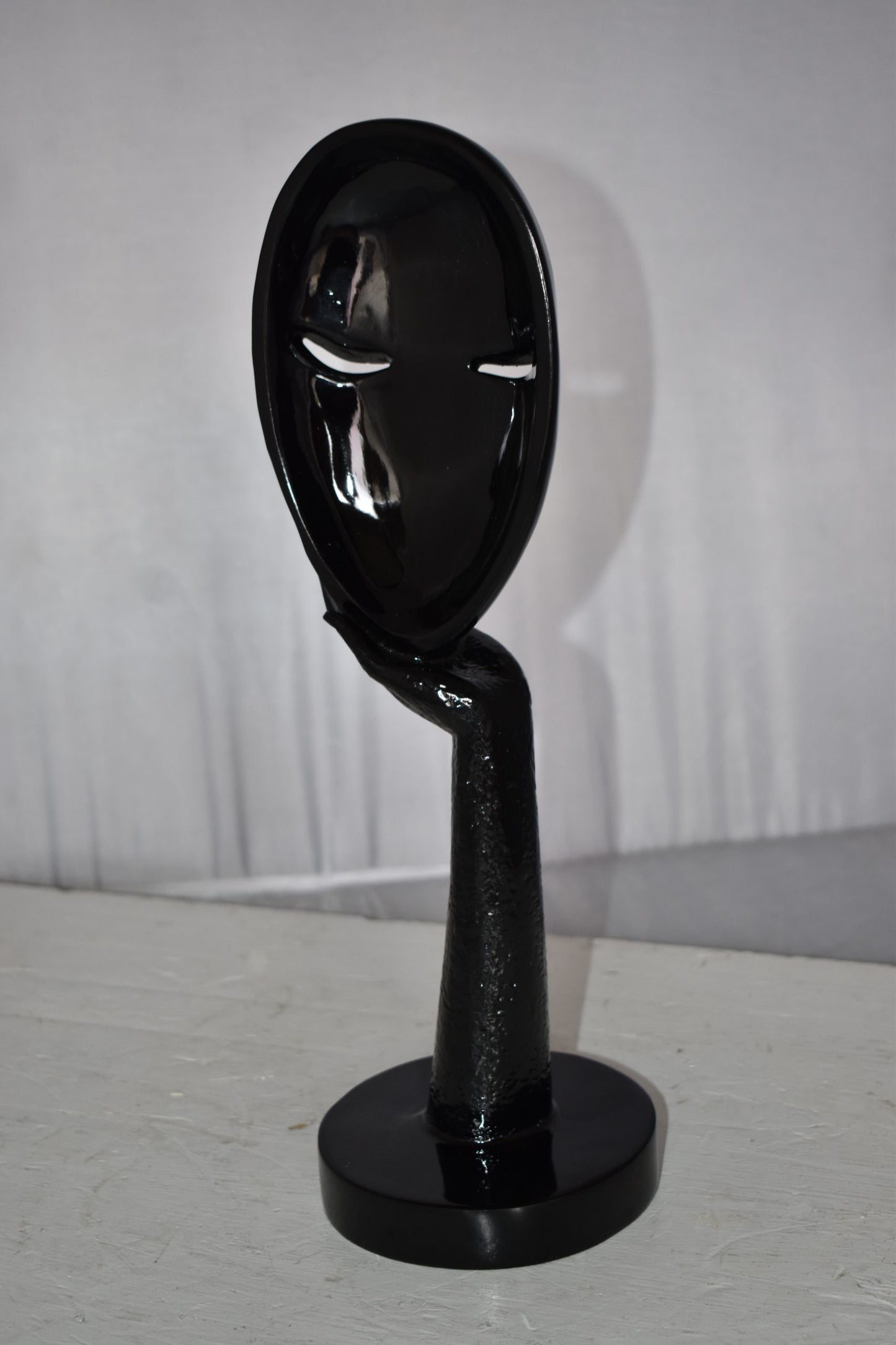 Modern Art Black Thinking Head Statue Made of Resin Size: 6" x 4" x 16"H