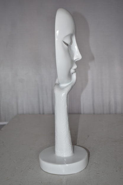 Modern Art White Thinking Head Statue Made of Resin Size: 6" x 4" x 16"H