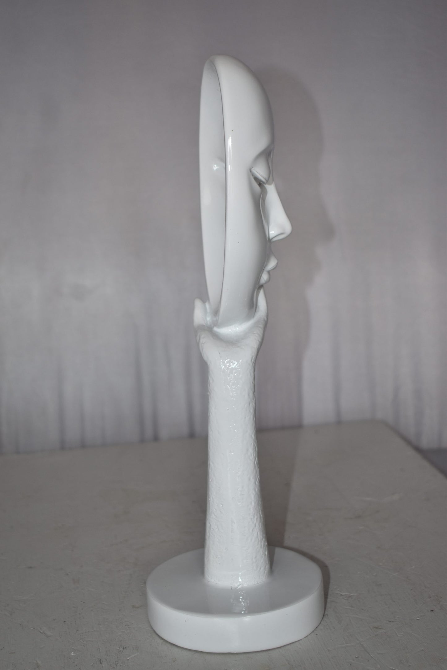 Modern Art White Thinking Head Statue Made of Resin Size: 6" x 4" x 16"H