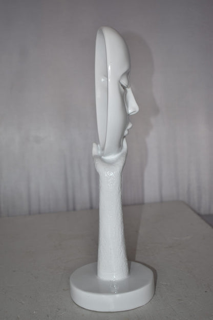 Modern Art White Thinking Head Statue Made of Resin Size: 6" x 4" x 16"H