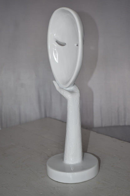 Modern Art White Thinking Head Statue Made of Resin Size: 6" x 4" x 16"H