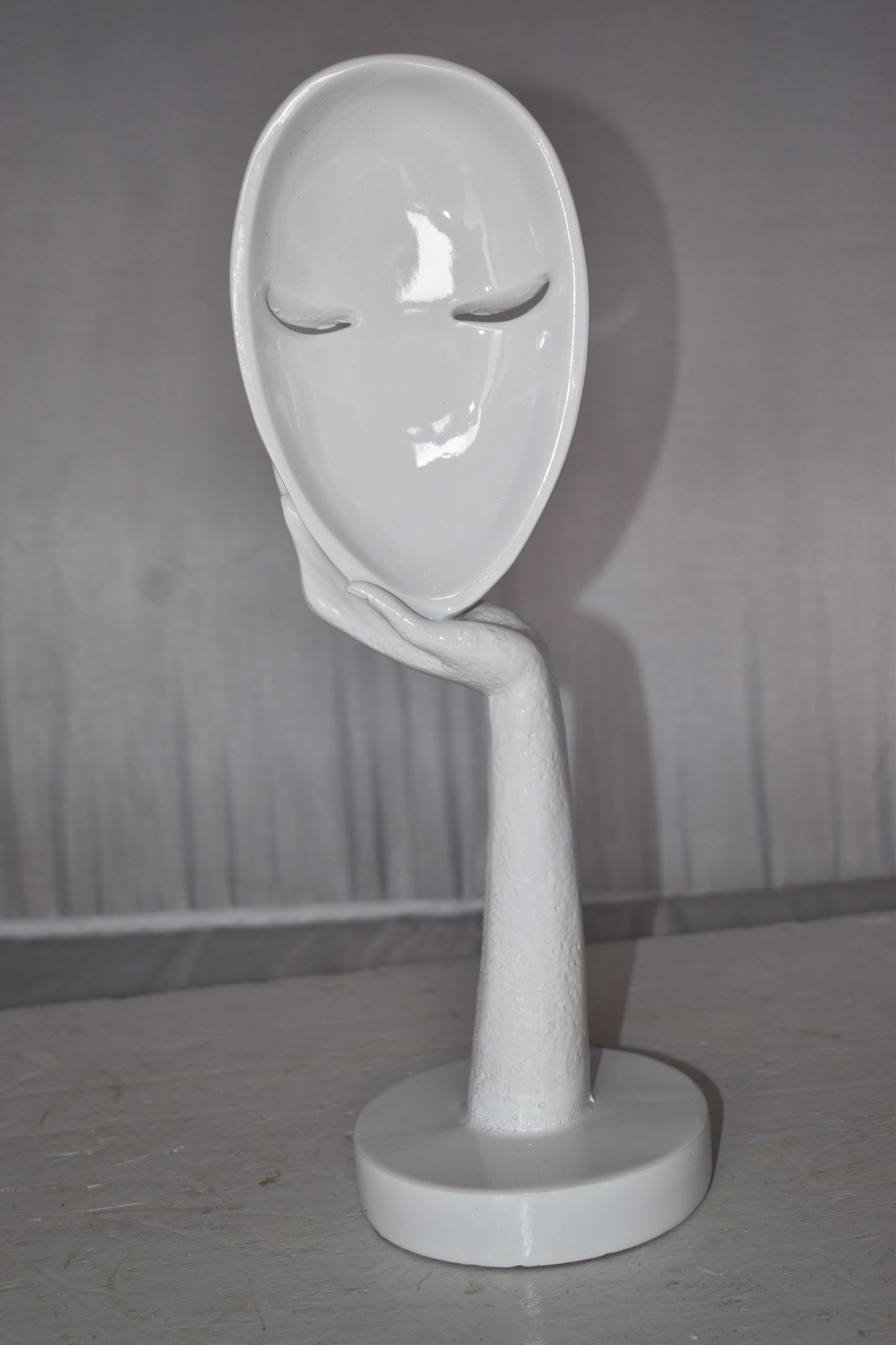 Modern Art White Thinking Head Statue Made of Resin Size: 6" x 4" x 16"H