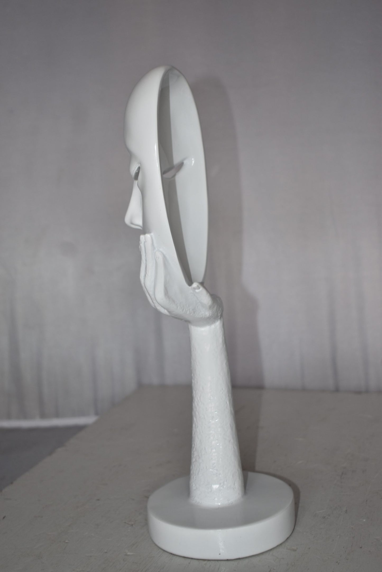 Modern Art White Thinking Head Statue Made of Resin Size: 6" x 4" x 16"H