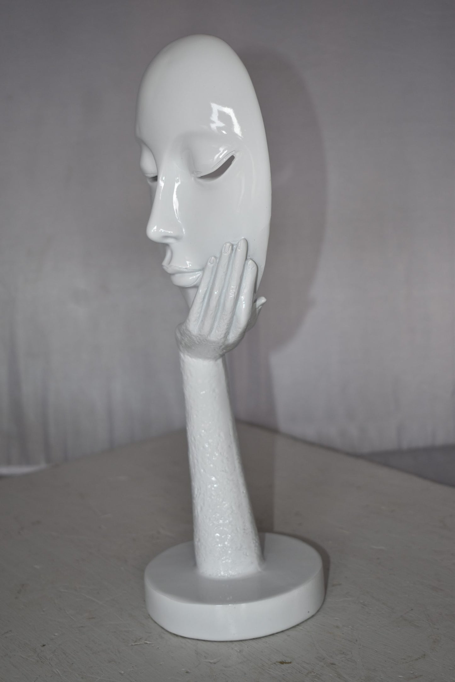 Modern Art White Thinking Head Statue Made of Resin Size: 6" x 4" x 16"H