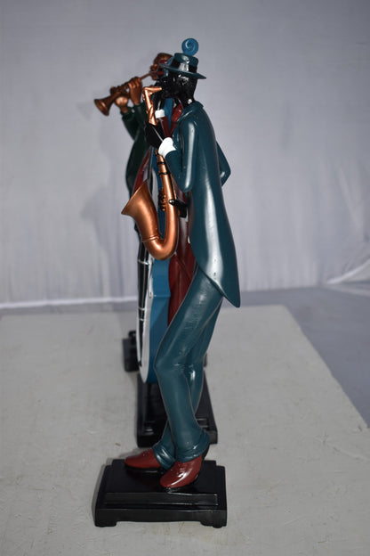 Musical Group of Instrument Players Statues Made of Resin Size: 4" x 7" x 20"H