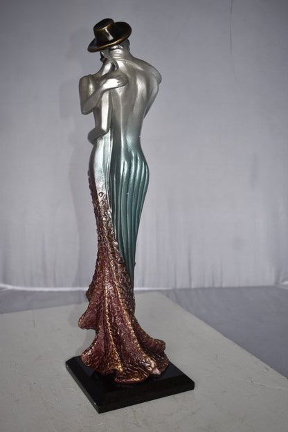 Young Lovers French Kissing Statue Made of Resin Size: 7" x 7" x 23"H