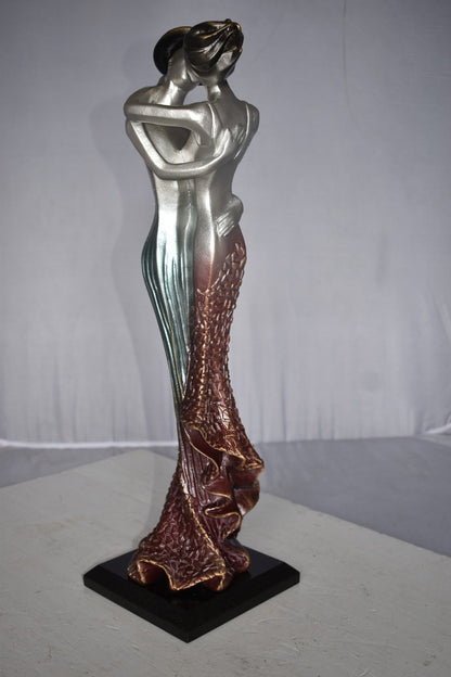 Young Lovers French Kissing Statue Made of Resin Size: 7" x 7" x 23"H