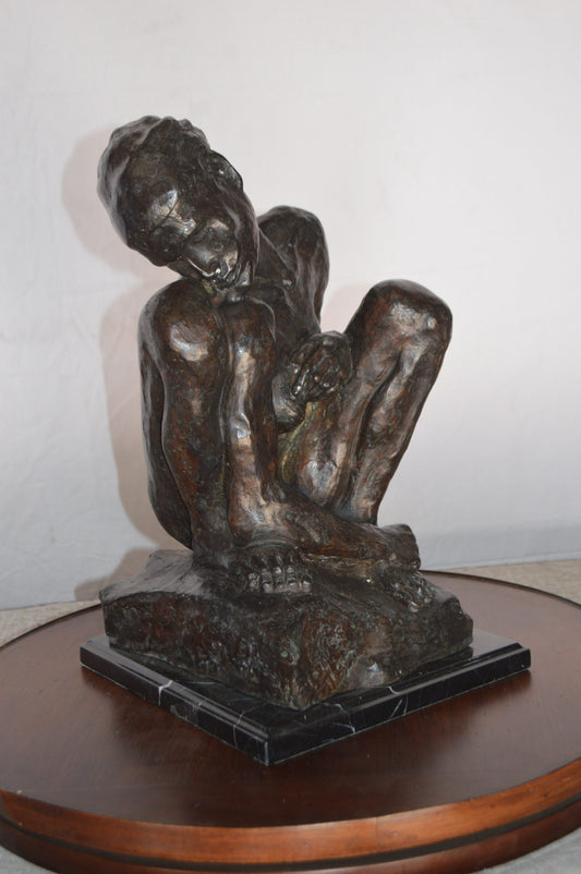 Crouching Woman Rodin Replica  Bronze Statue  -  Size: 11"L x 16"W x 18"H.
