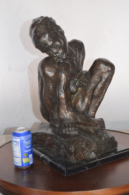 Crouching Woman Rodin Replica  Bronze Statue  -  Size: 11"L x 16"W x 18"H.