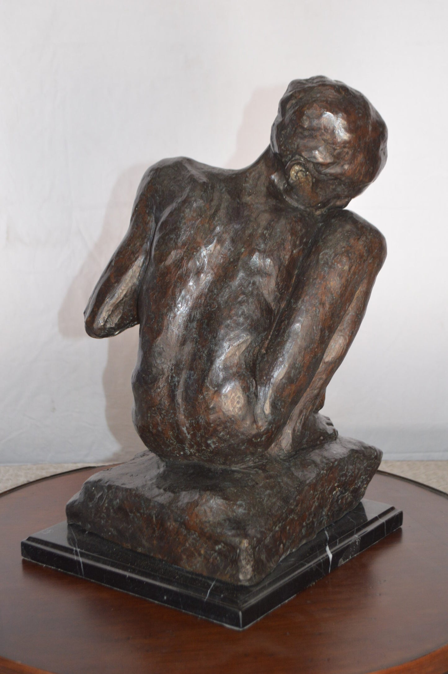 Crouching Woman Rodin Replica  Bronze Statue  -  Size: 11"L x 16"W x 18"H.