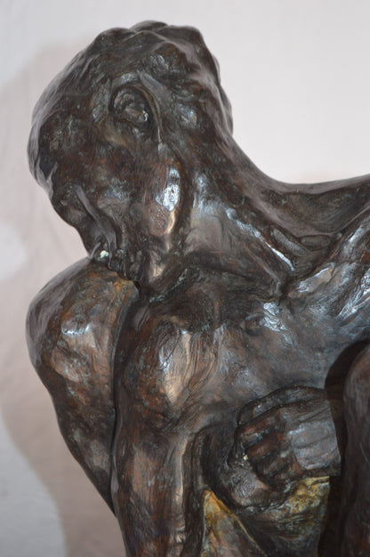 Crouching Woman Rodin Replica  Bronze Statue  -  Size: 11"L x 16"W x 18"H.