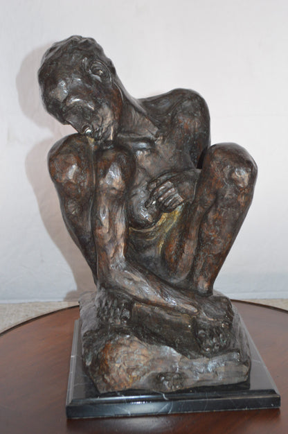 Crouching Woman Rodin Replica  Bronze Statue  -  Size: 11"L x 16"W x 18"H.