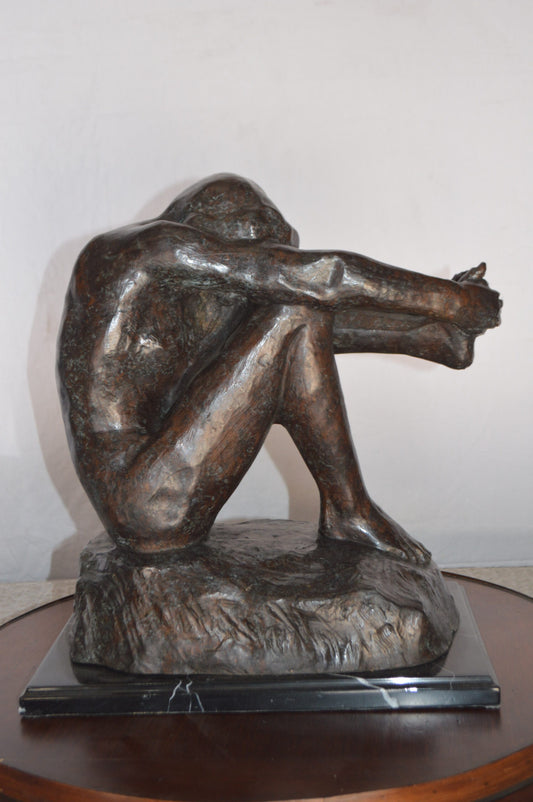The Despair Rodin Replica Bronze Statue -  Size: 12"L x 11"W x 19"H.