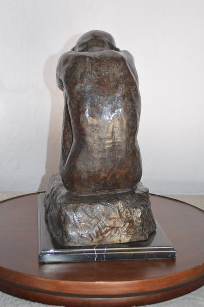 The Despair Rodin Replica Bronze Statue -  Size: 12"L x 11"W x 19"H.