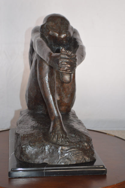 The Despair Rodin Replica Bronze Statue -  Size: 12"L x 11"W x 19"H.