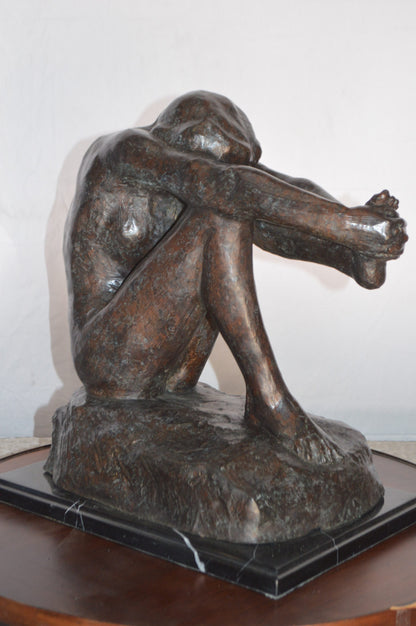 The Despair Rodin Replica Bronze Statue -  Size: 12"L x 11"W x 19"H.