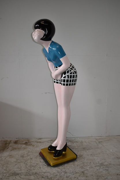 Life Size Female Butler, hostess statue Made of Resin  15" x 20" x 63"H
