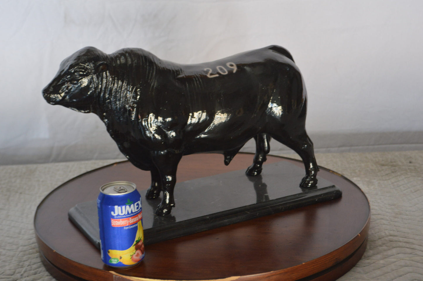 Bull Standing on a Marble base Bronze Statue -  Size: 19"L x 8"W x 13"H.