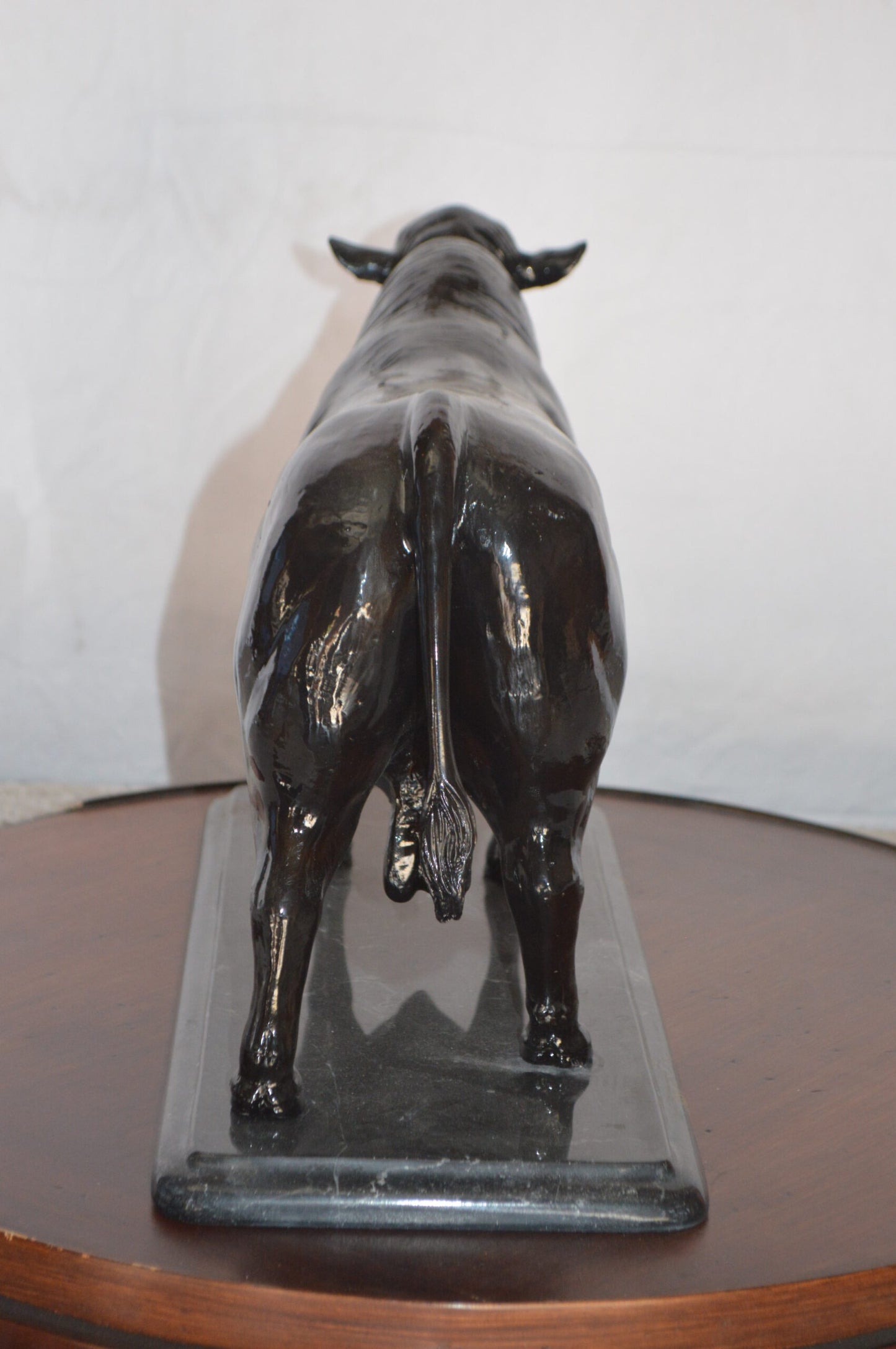 Bull Standing on a Marble base Bronze Statue -  Size: 19"L x 8"W x 13"H.