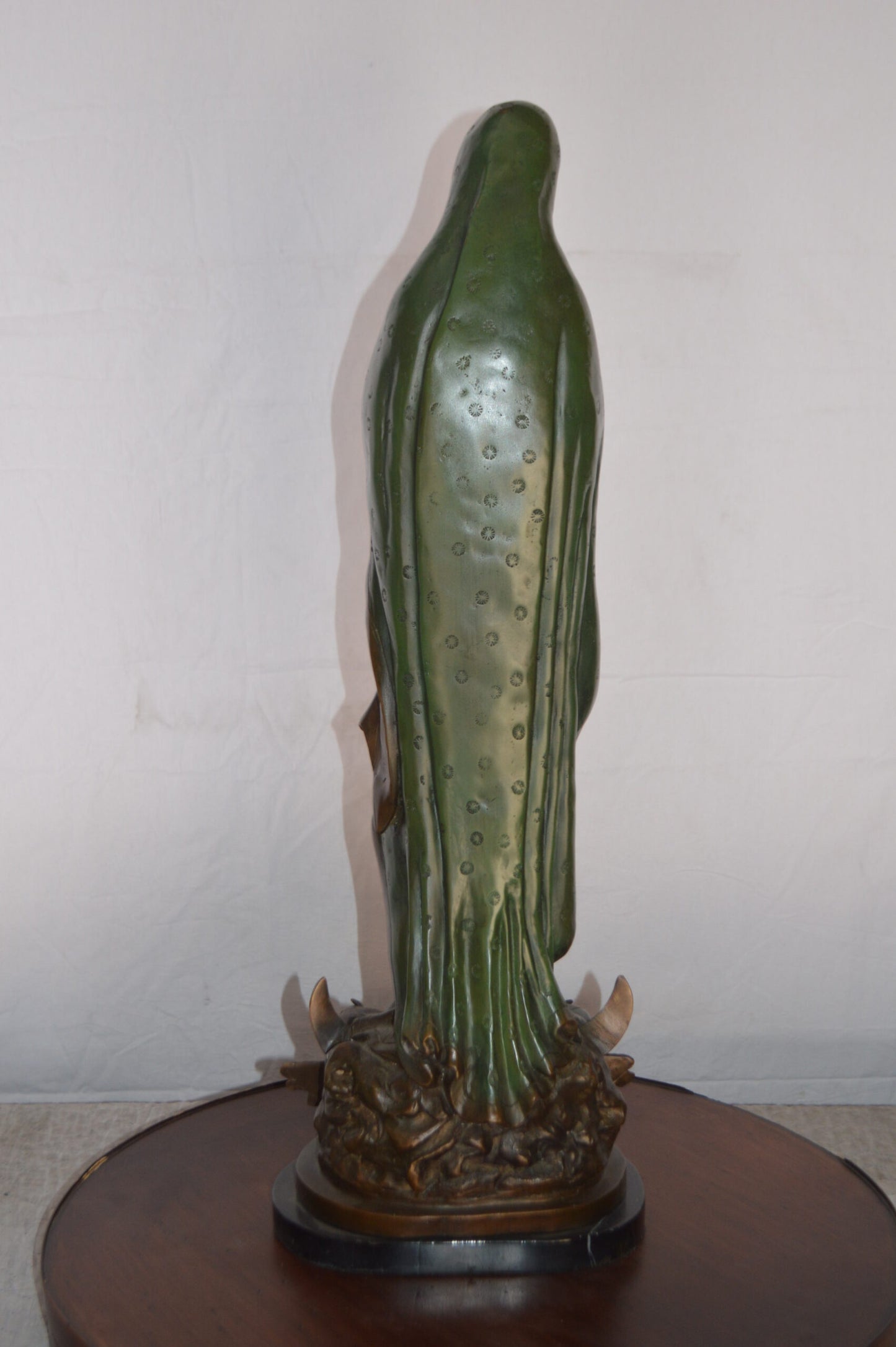 Lady of Guadalupe Bronze Statue on a Marble Base -  Size: 10"L x 6"W x 31"H.
