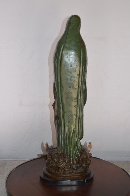 Lady of Guadalupe Bronze Statue on a Marble Base -  Size: 10"L x 6"W x 31"H.