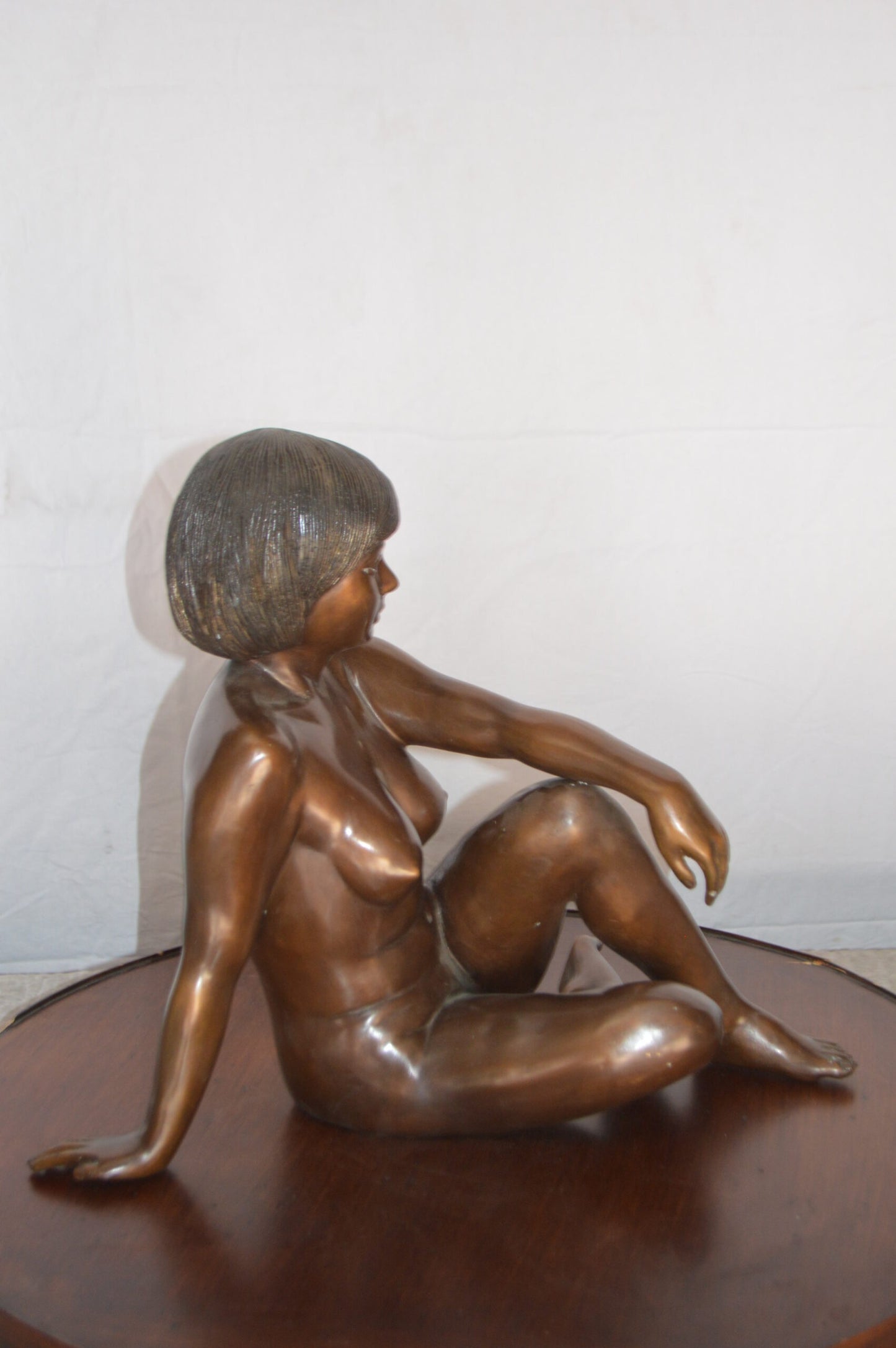 Young Lady Sitting Nude Bronze Statue Art Nude -  Size: 10"L x 18"W x 15"H.