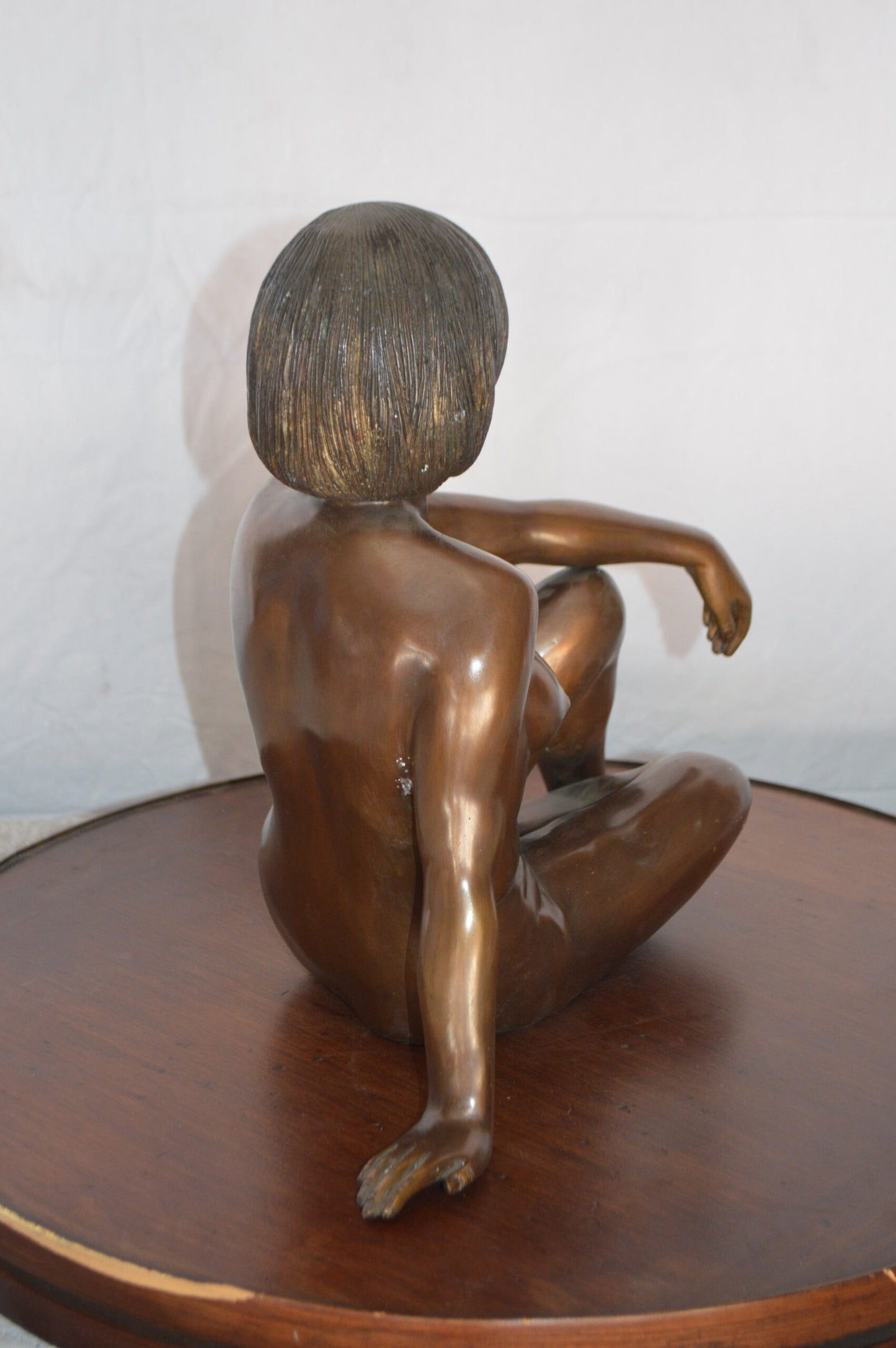 Young Lady Sitting Nude Bronze Statue Art Nude -  Size: 10"L x 18"W x 15"H.