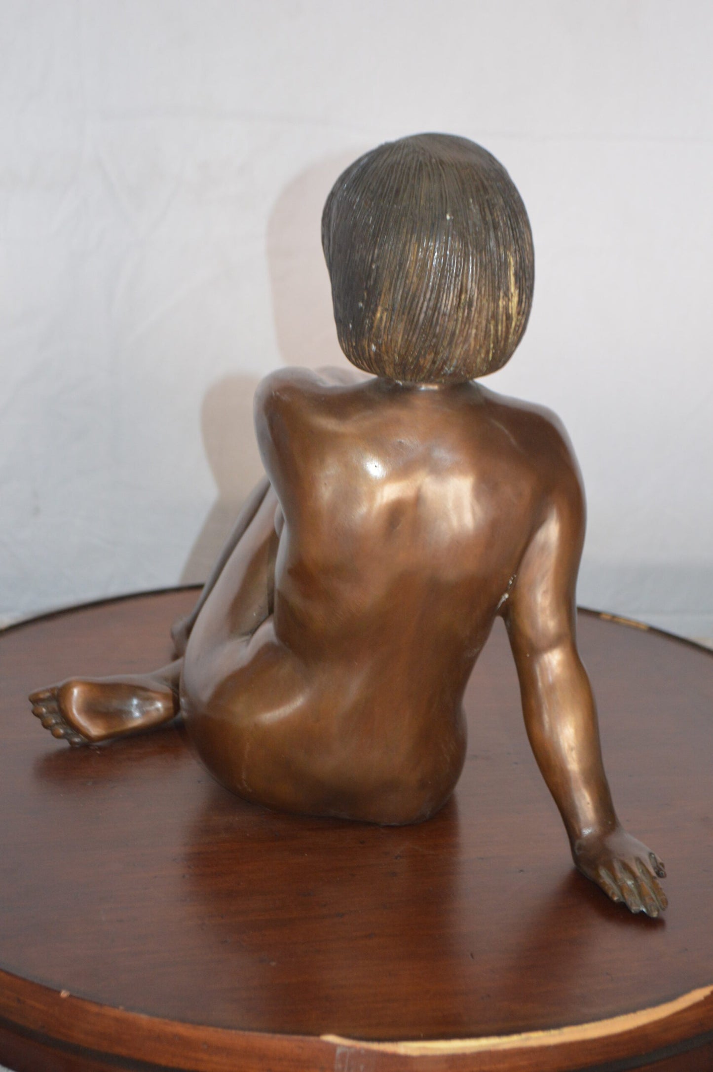 Young Lady Sitting Nude Bronze Statue Art Nude -  Size: 10"L x 18"W x 15"H.