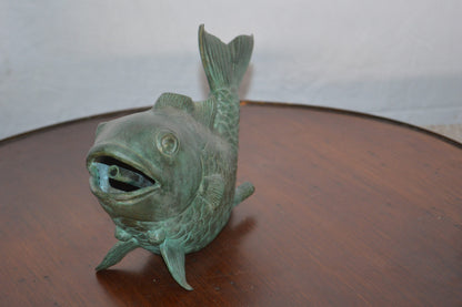 Fish Fountain Small size Bronze Statue -  Size: 4"L x 10"W x 7"H.