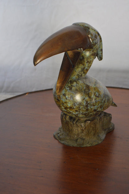 Toucan Bird Bronze Statue Fountain Small -  Size: 10"L x 5"W x 10"H.