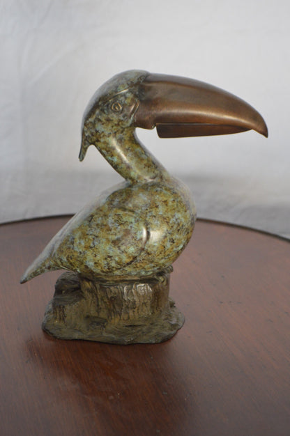 Toucan Bird Bronze Statue Fountain Small -  Size: 10"L x 5"W x 10"H.