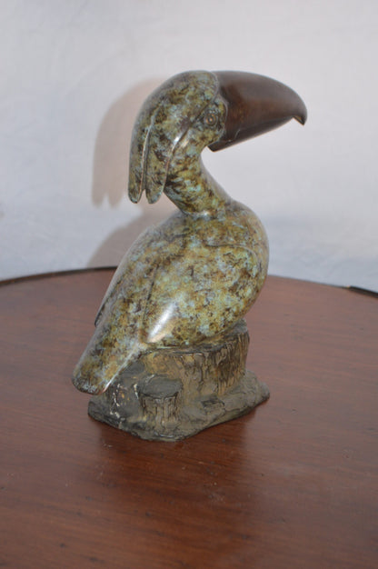 Toucan Bird Bronze Statue Fountain Small -  Size: 10"L x 5"W x 10"H.