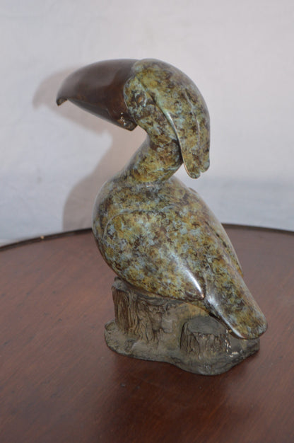 Toucan Bird Bronze Statue Fountain Small -  Size: 10"L x 5"W x 10"H.